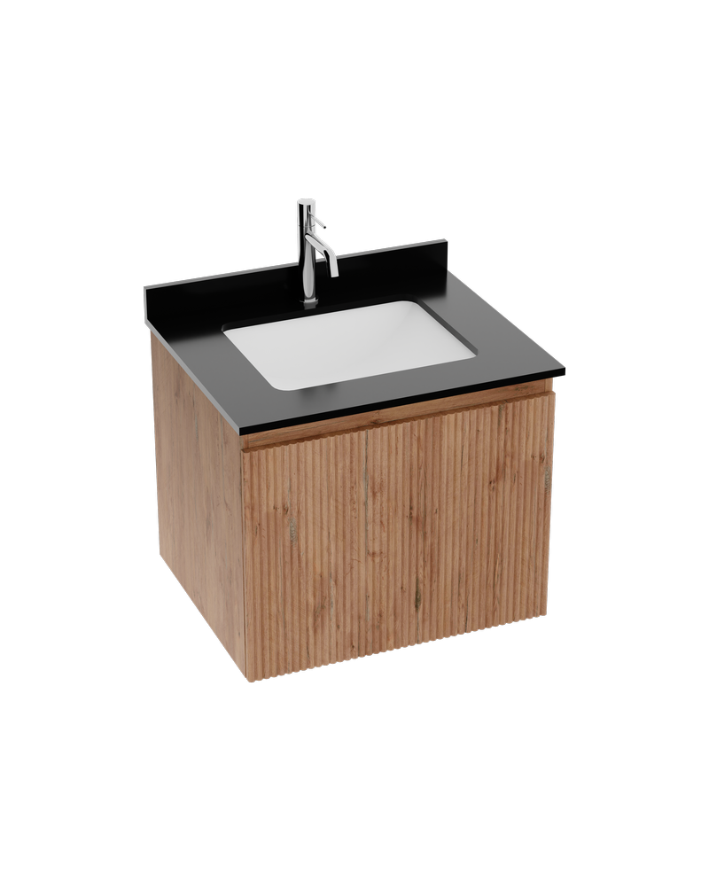 Lavita Irvine Wood 600 Cabinet & WashBasin falra szerelt fürdőszobabútor szett (szekrény + mosdó) – fekete