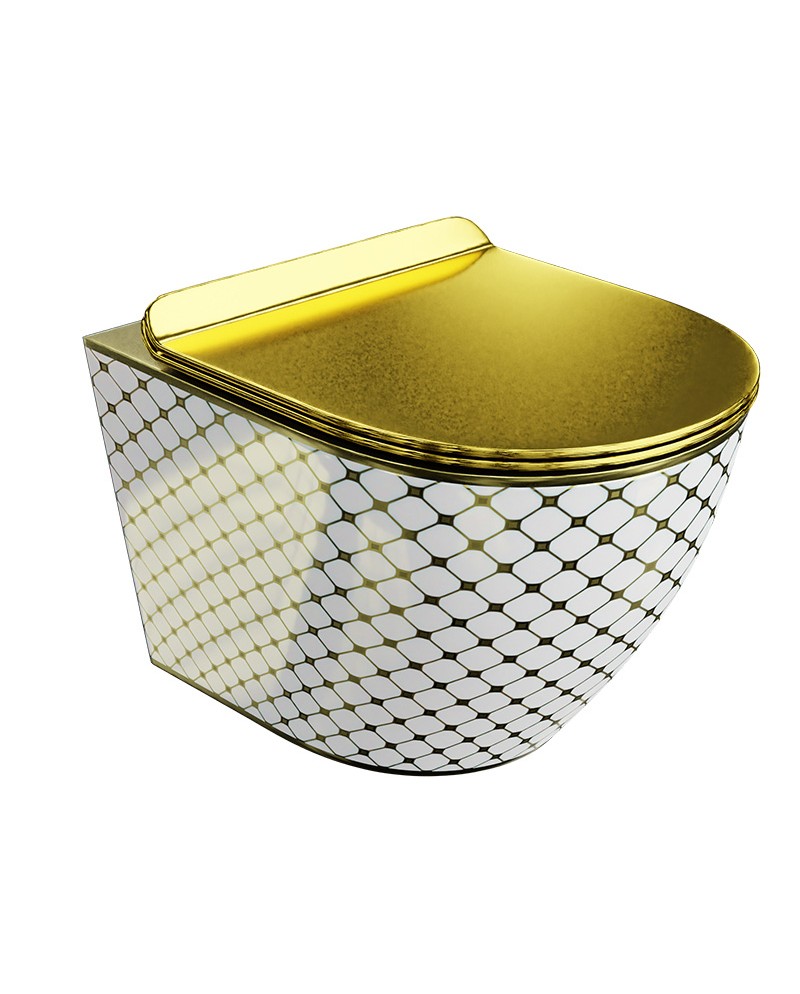 Lavita Sofi Slim Checked Gold (Alice Ii) falra szerelhető WC csésze – arany