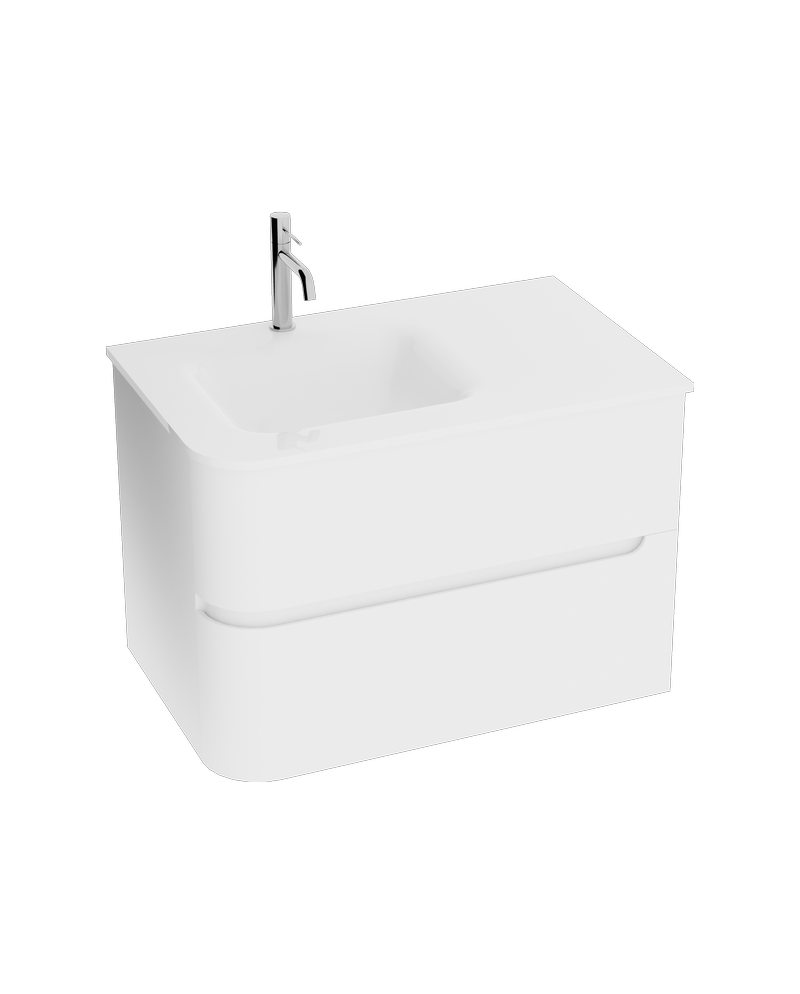 Lavita Atlanta 800: White Cabinet & Glass WashBasin falra szerelt fürdőszobabútor szett (szekrény + mosdó) – fehér
