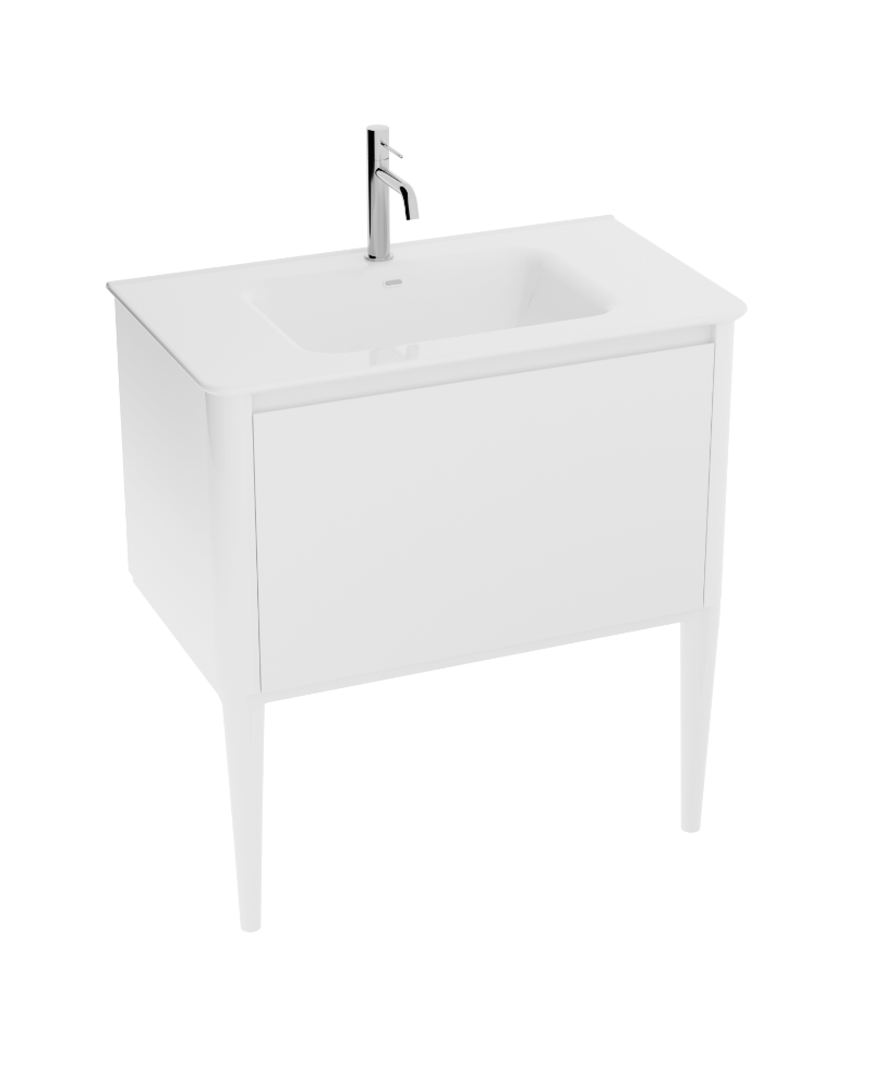 Lavita Mesa 80: White Cabinet & WashBasin álló fürdőszobabútor szett (szekrény + mosdó) – fehér
