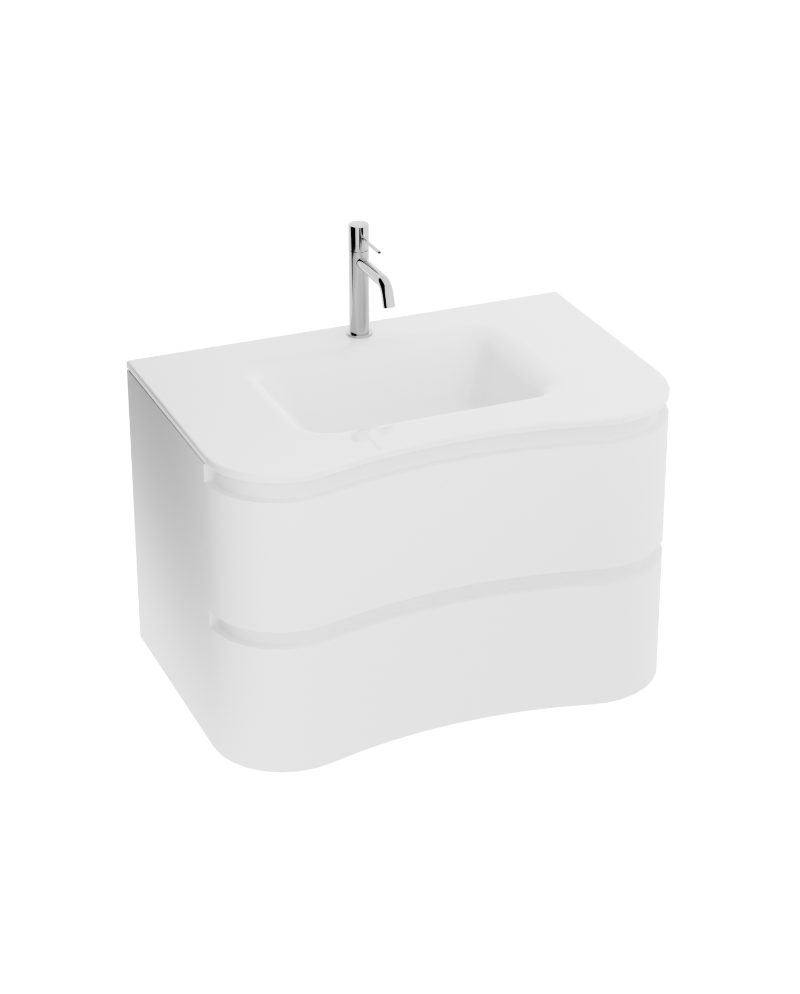Lavita Ontario White 800 Cabinet + WashBasin falra szerelt fürdőszobabútor szett (szekrény + mosdó) – fehér