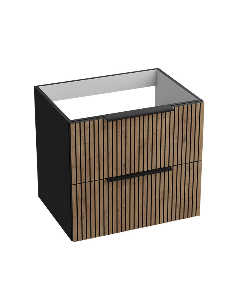 Lavita Oklahoma Wood Black 600 falra szerelt fürdőszobaszekrény – fekete