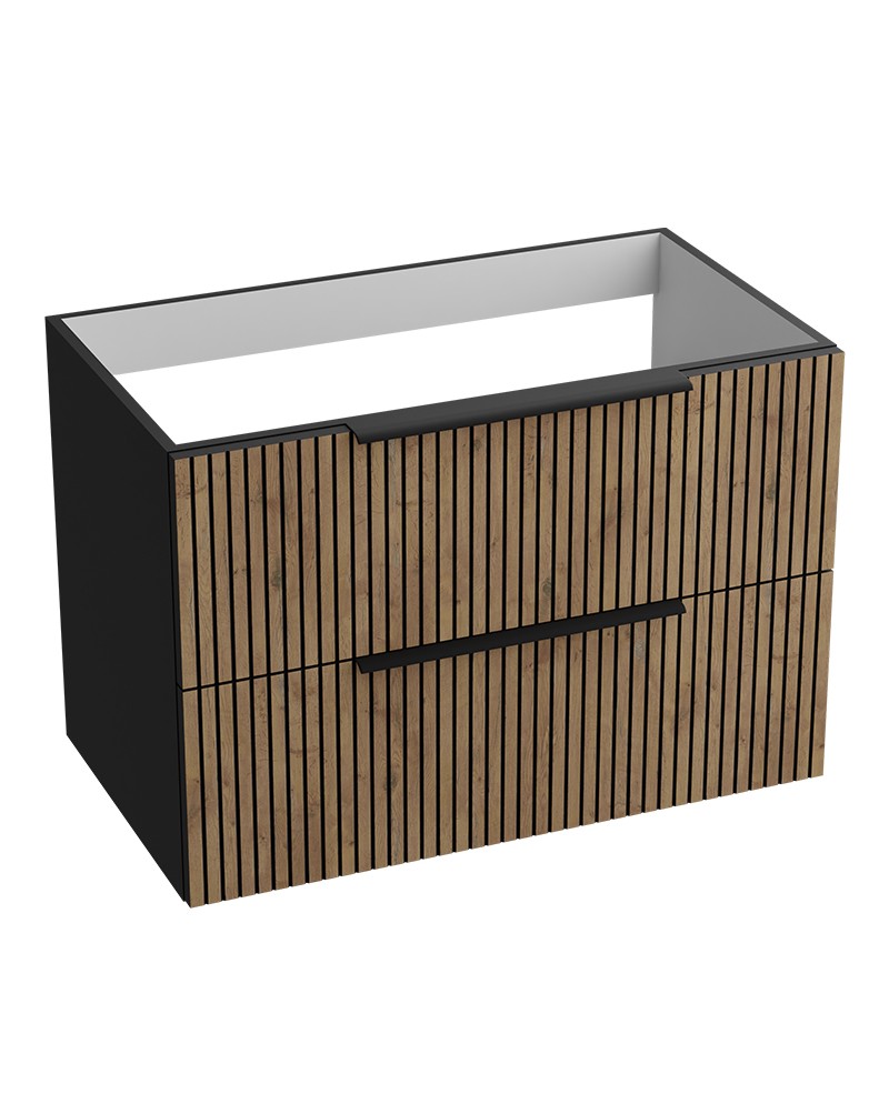 Lavita Oklahoma Wood Black 800 falra szerelt fürdőszobaszekrény – fekete