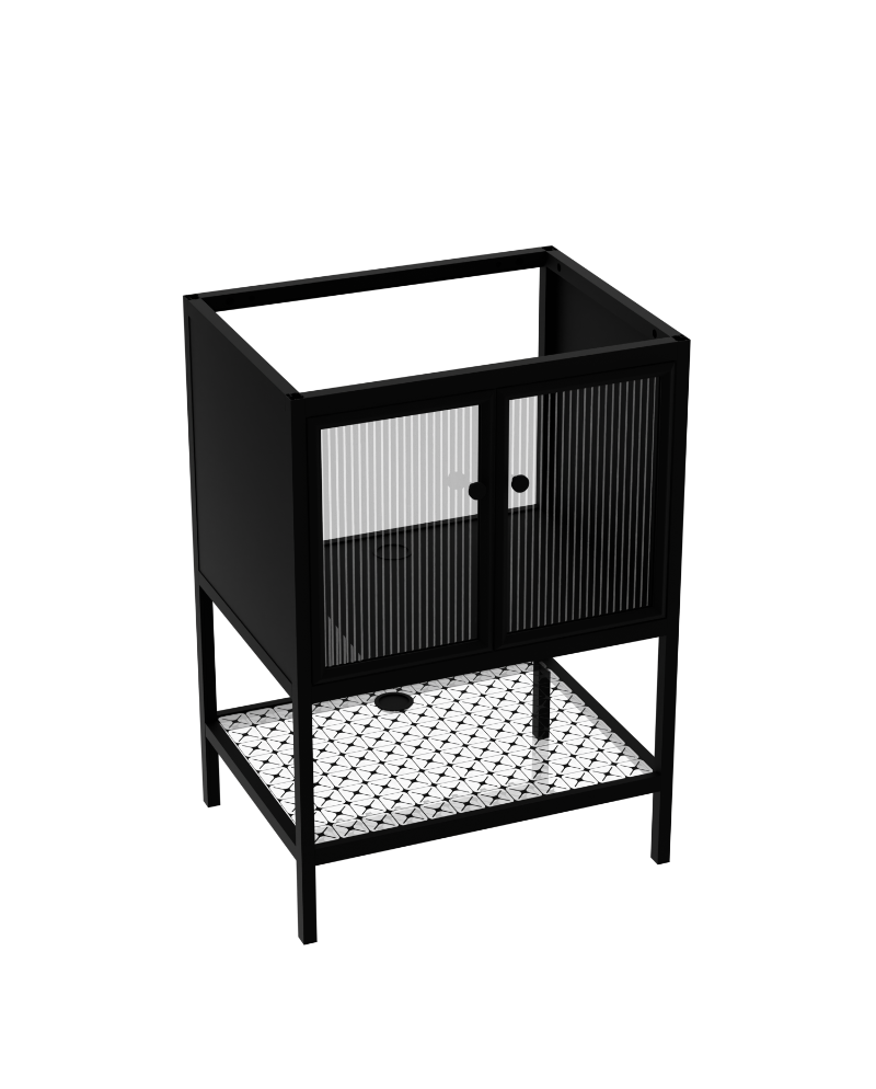Lavita Austin 600 (Alu + Glass) álló fürdőszobaszekrény – fekete