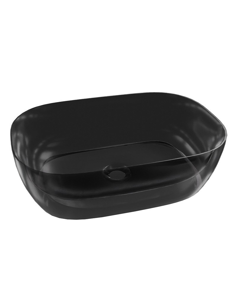 Lavita Queen Black Transparent Composite Resin pultra ültethető mosdó – fekete áttetsző