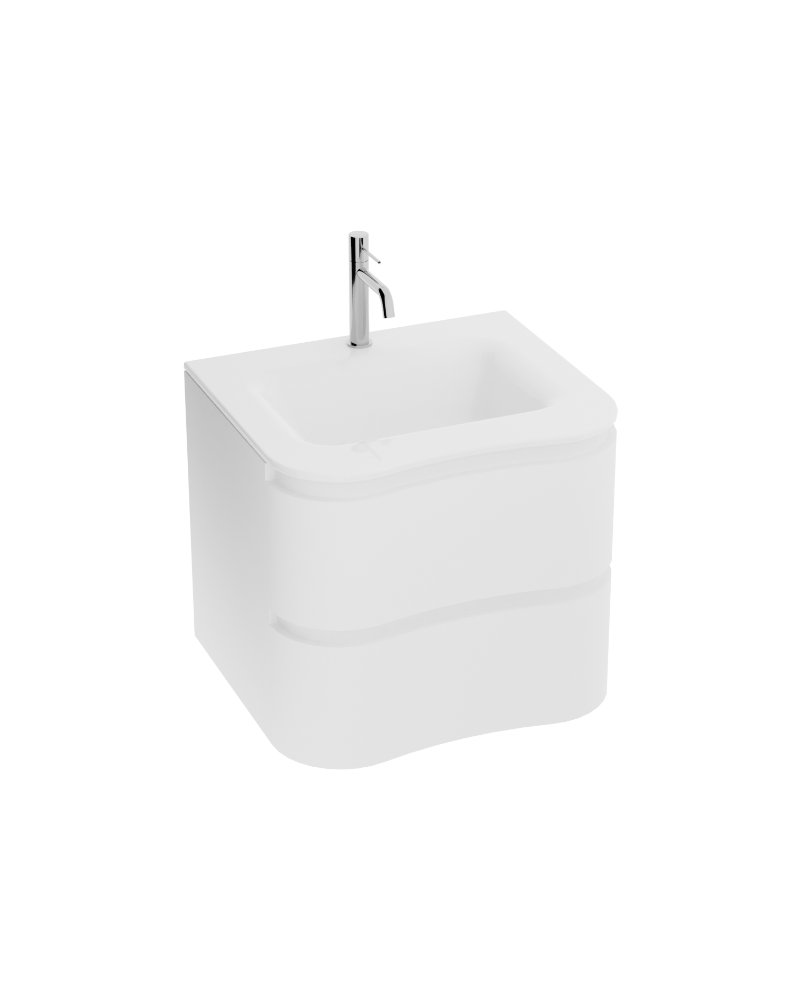 Lavita Ontario White 600 Cabinet + WashBasin falra szerelt fürdőszobabútor szett (szekrény + mosdó) – fehér