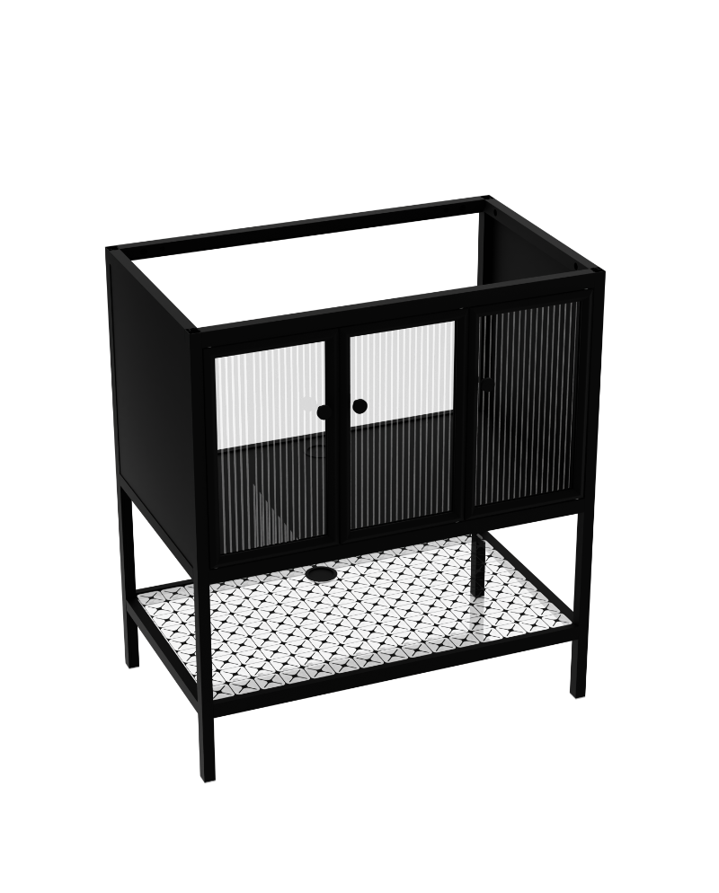 Lavita Dakota 800 (Alu + Glass) álló fürdőszobaszekrény – fekete